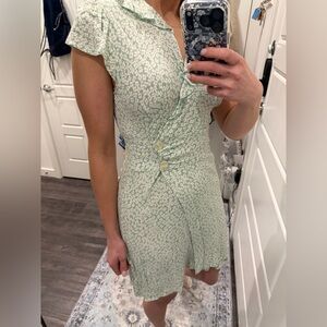 Rouje Mint Green Floral Mini Dress